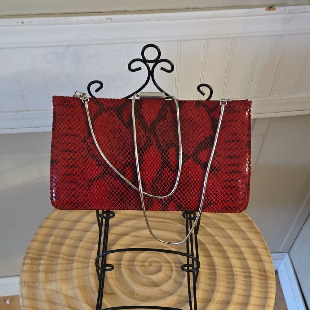 Striking Red Textured Clutch Wristlet